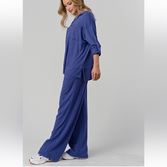 09 Rolled Up Pocket Sweater Shirts and Pants Set - Picture 2 of 5